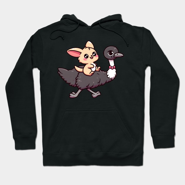 Baby Kangaroo riding a Emu Hoodie by SergioCoelho_Arts